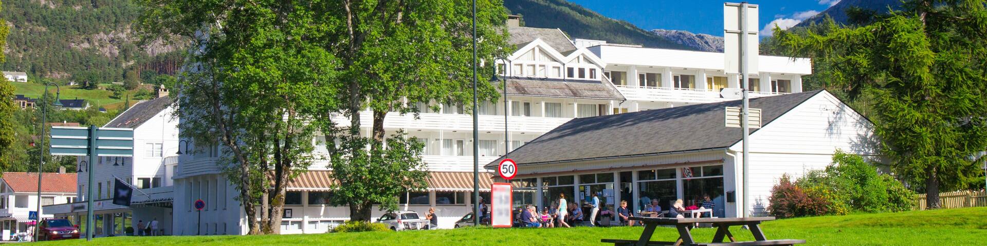 Antique traditional norwegian church. Kinsarvik village. Visit Norway.