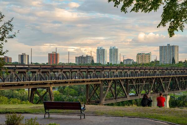 High Level Bridge featuring a river or creek, a city and a bridge