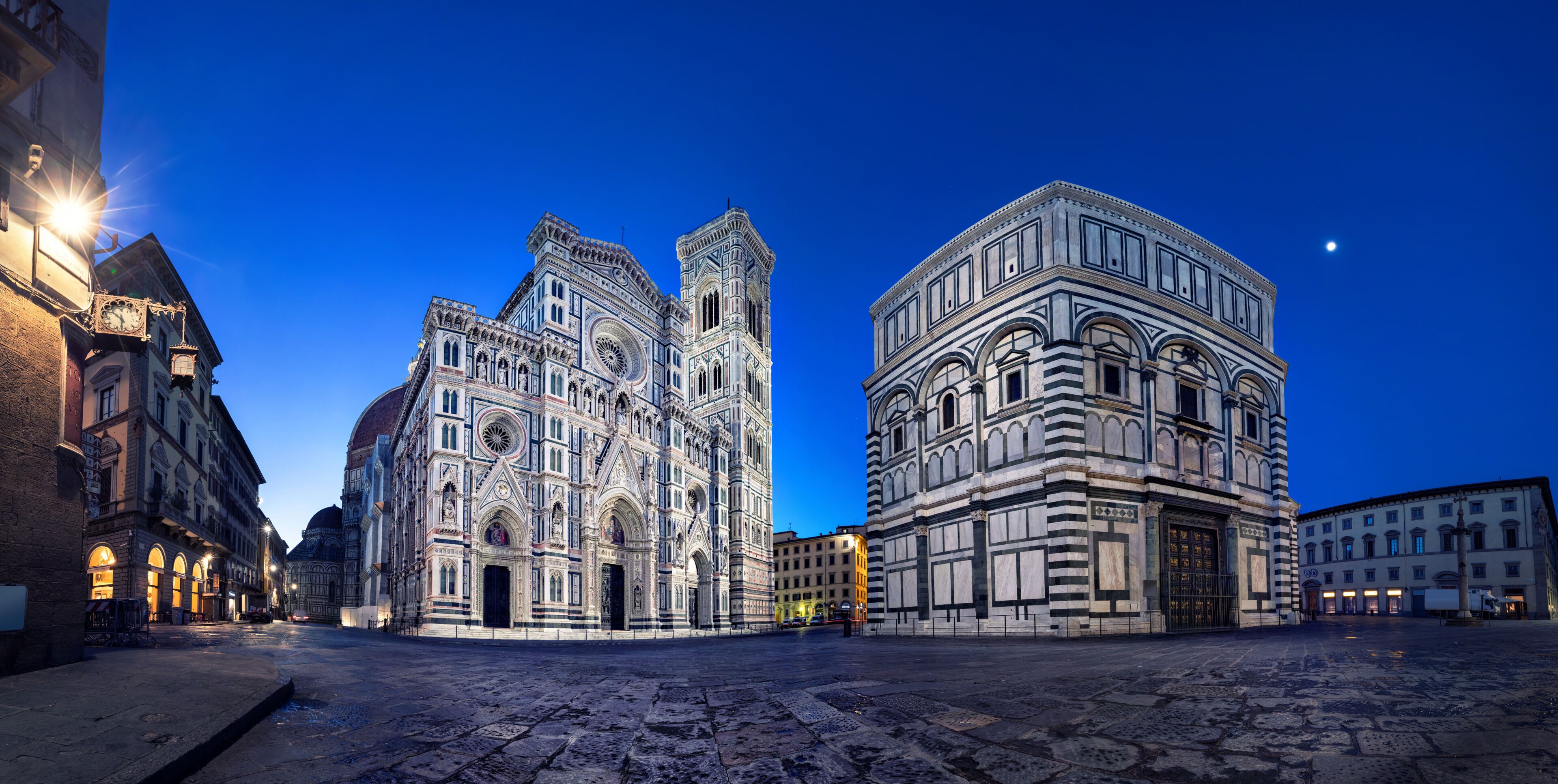 Florence at dusk. Panoramic view of Cathedral of Santa Maria del Fiore, Italy