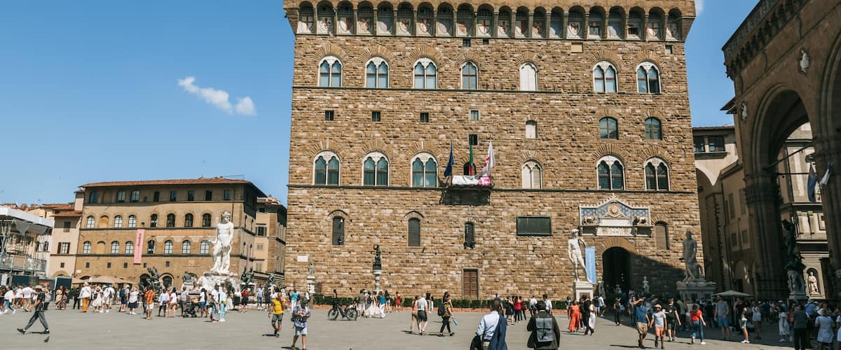 Piazza della Signoria which includes a city, heritage architecture and street scenes