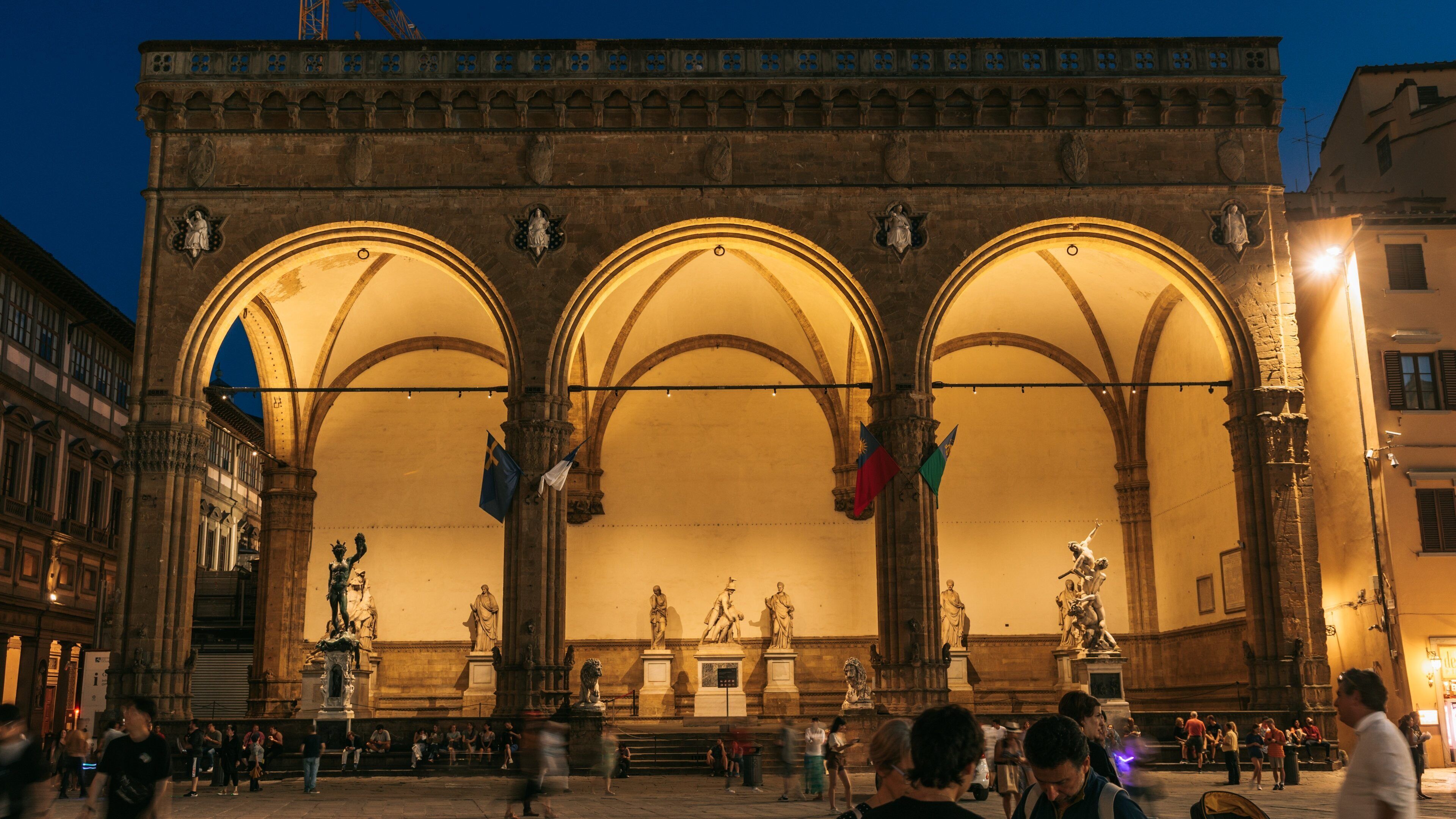 Piazza della Signoria featuring heritage architecture, night scenes and street scenes