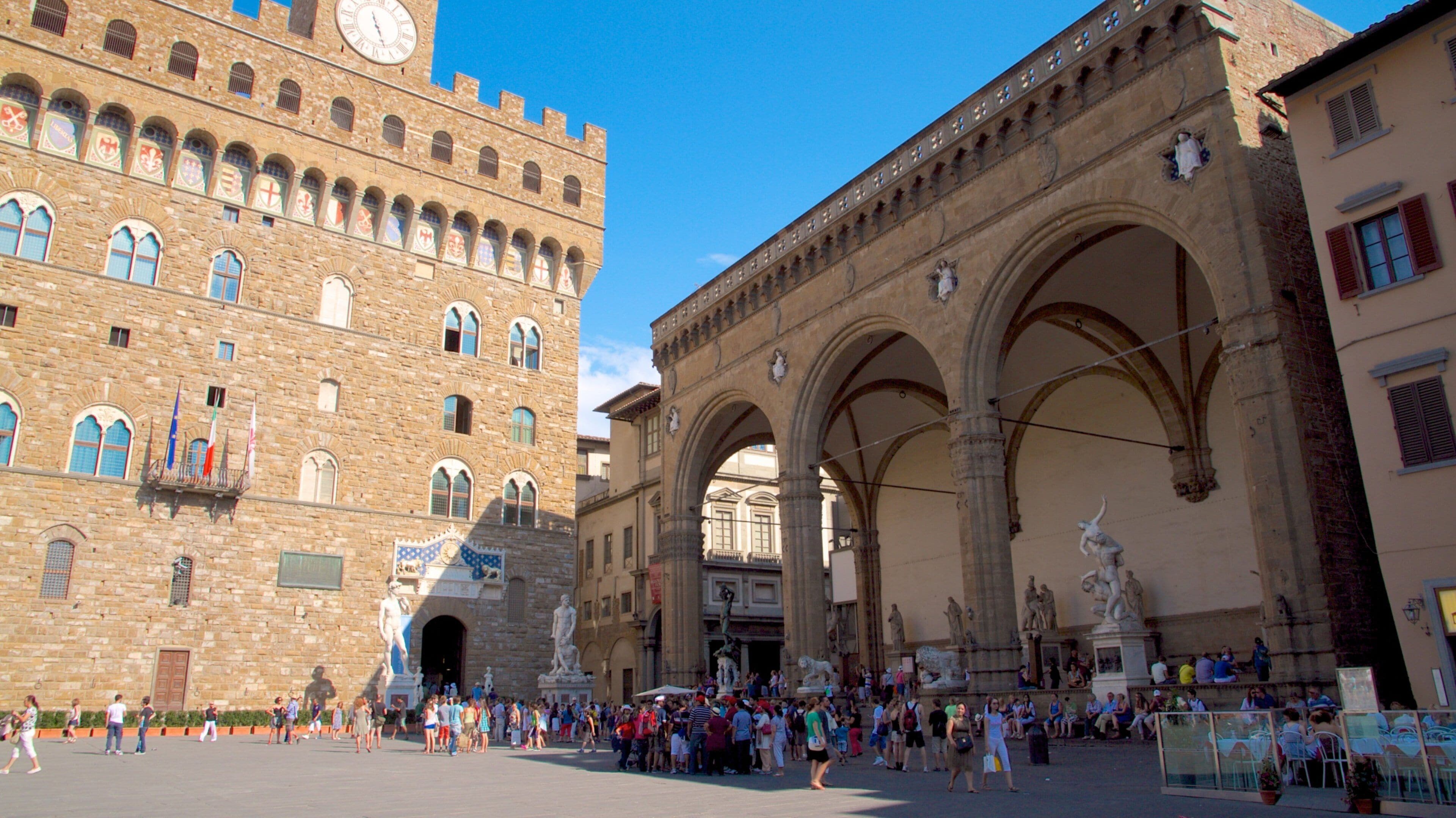 Piazza della Signoria featuring a square or plaza, a city and heritage architecture