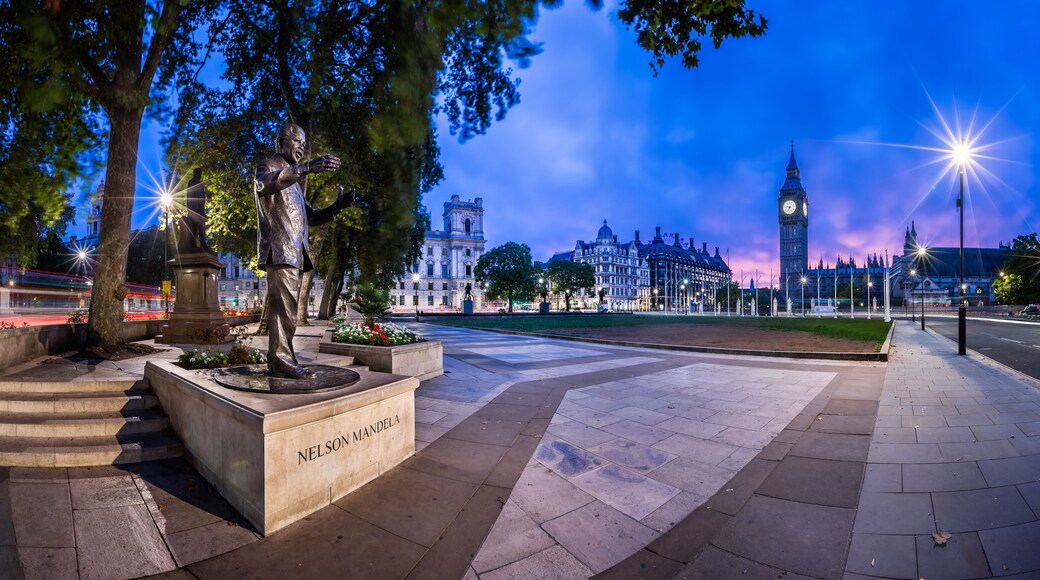 Panorama of Parliament Square and Queen Elizabeth Tower in Londo