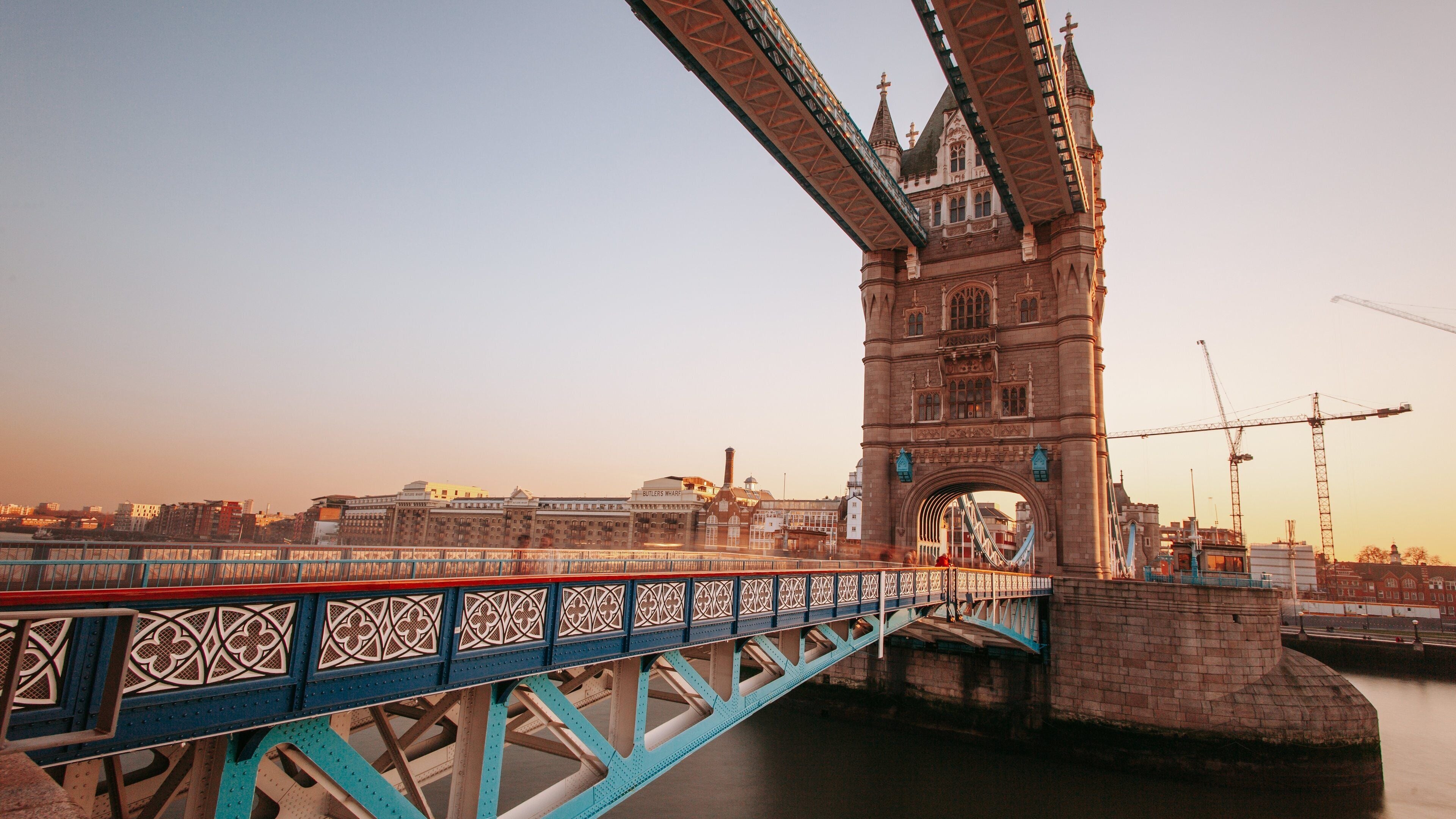 Tower Bridge featuring a sunset, a monument and a bridge