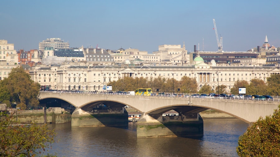 Waterloo Bridge featuring a bridge, a river or creek and a city
