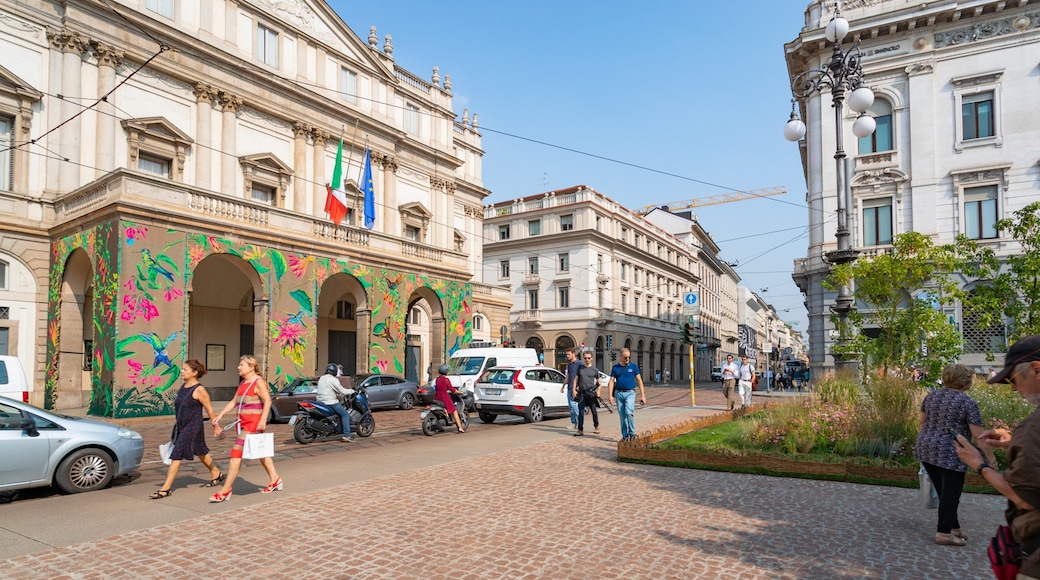 Piazza della Scala featuring street scenes