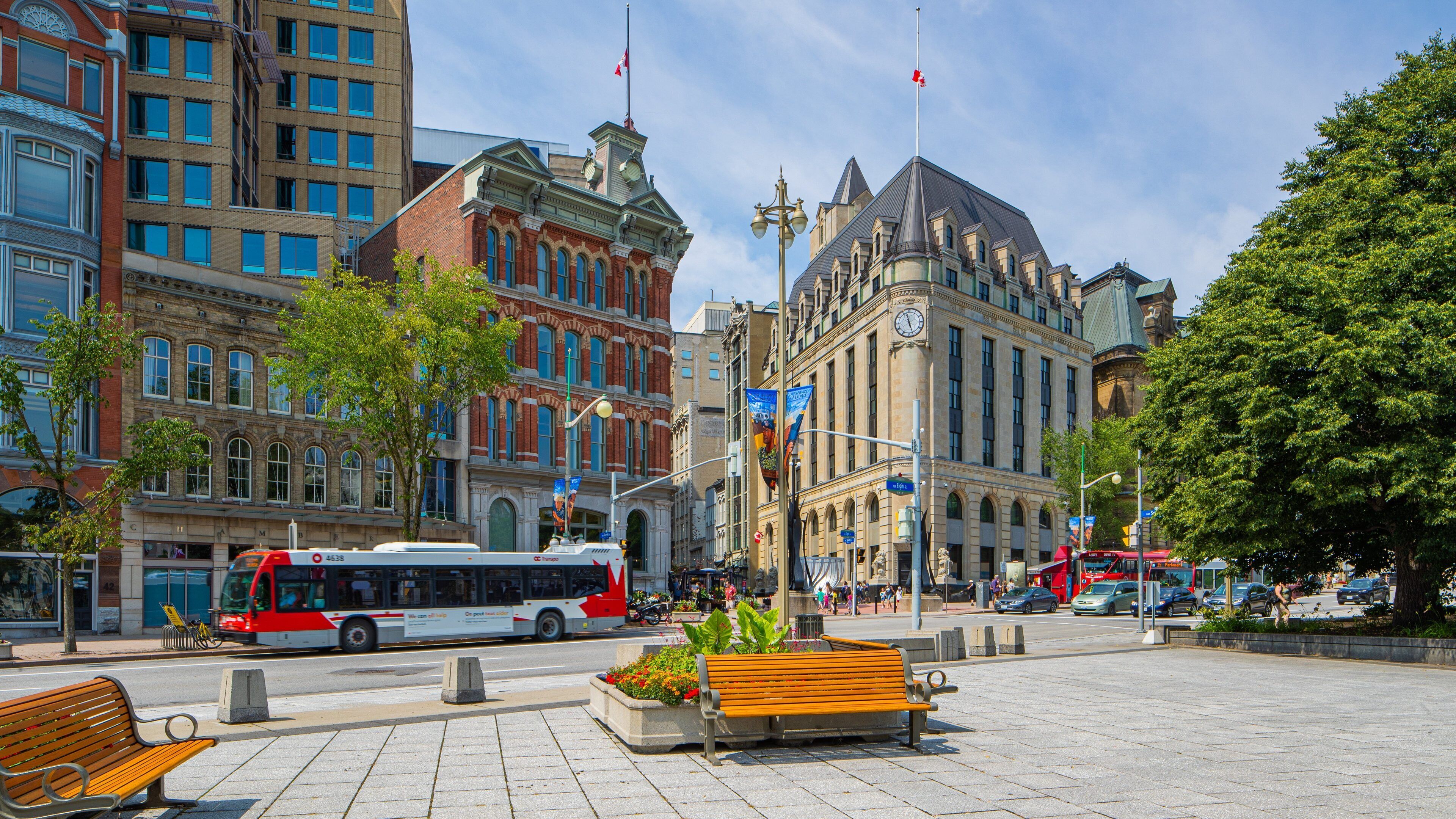 Confederation Square which includes heritage architecture and a city
