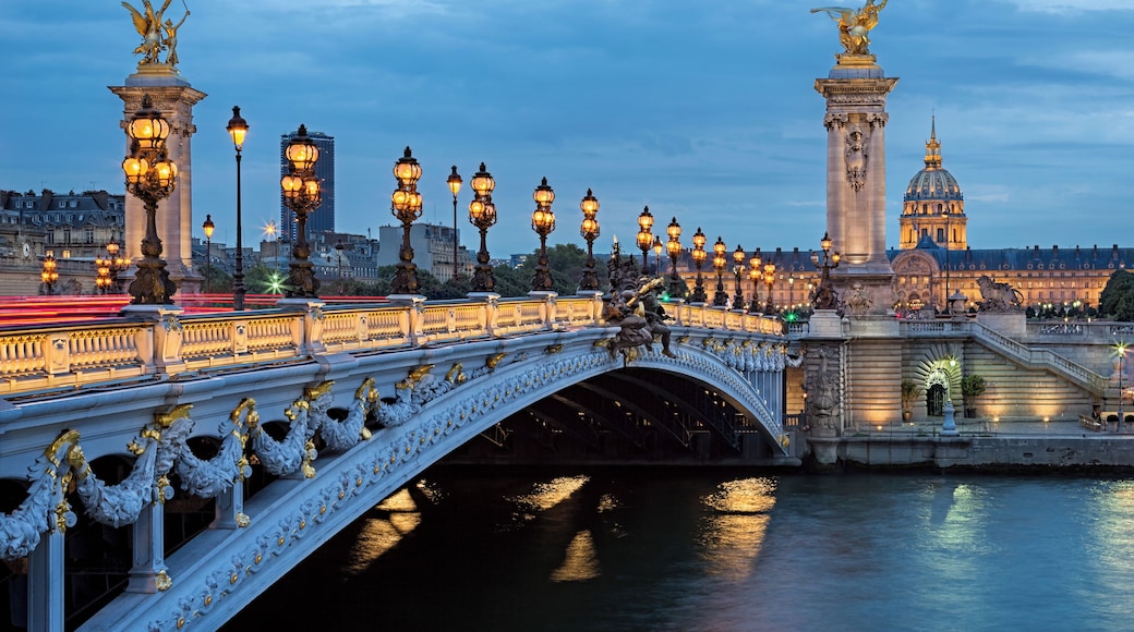 The Alexander III Bridge across river Seine in Paris, France.