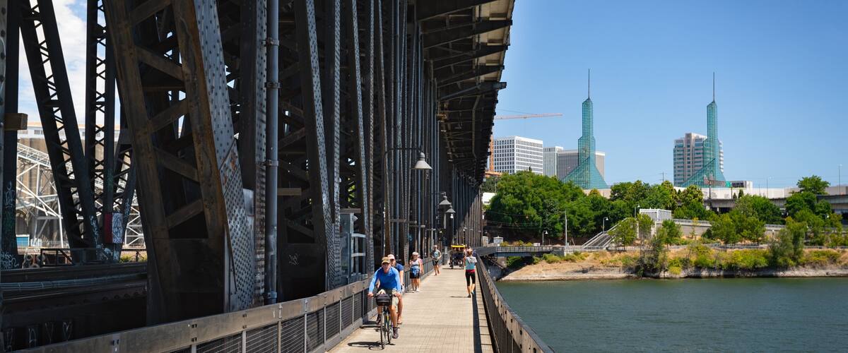 Steel Bridge which includes a bridge and a river or creek