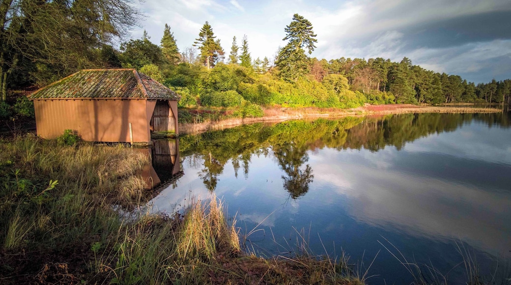 The boathouse on the North Lake at Cragside House and Gardens near Rothbury in Northumberland