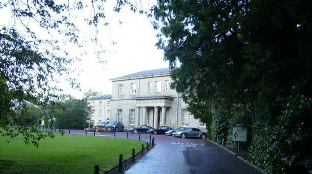 Approach and frontage to Linden Hall Hotel A Porsche exhibition day was taking place when this image was captured.