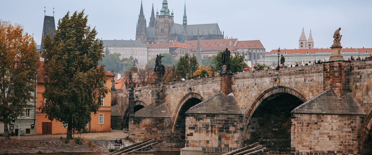 Charles Bridge featuring heritage architecture, a bridge and a river or creek
