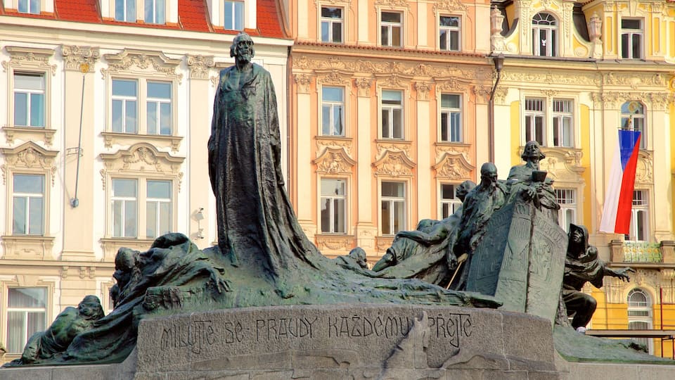 Old Town Square featuring a city, a statue or sculpture and heritage elements