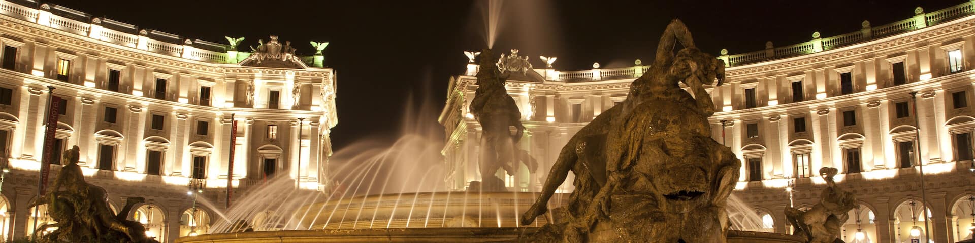 Rome - fountain from Piazza della Repubblica at night