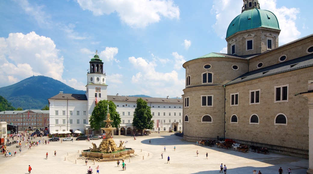 Residenzplatz featuring heritage architecture, a castle and a fountain
