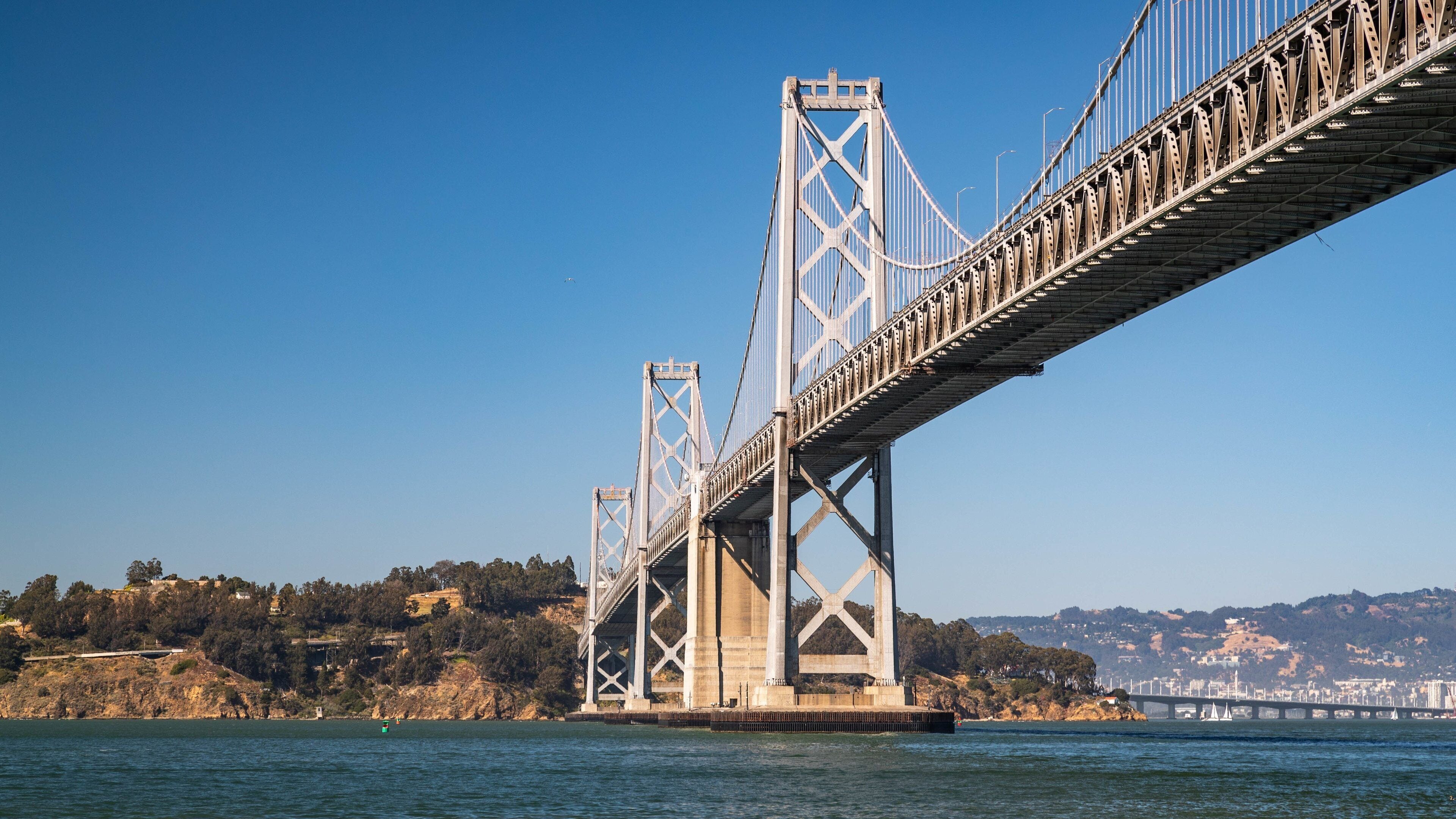 Bay Bridge showing a river or creek and a bridge