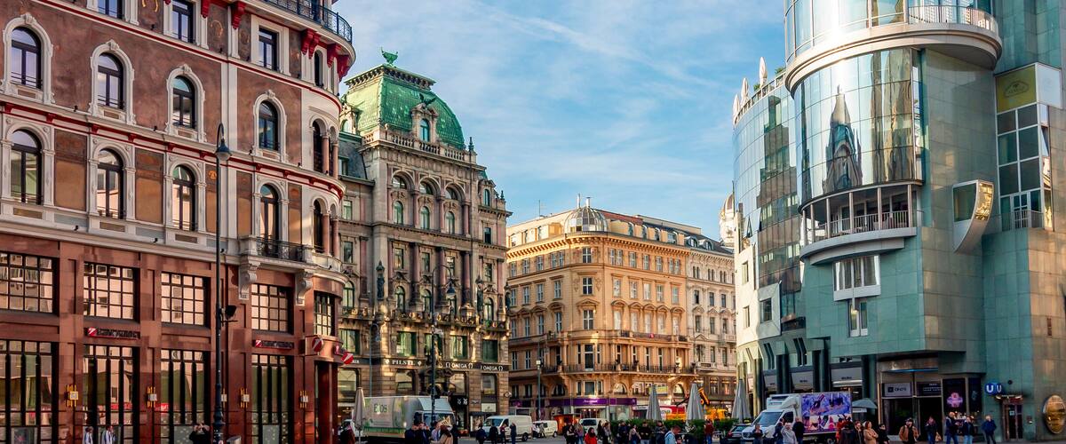 Stephansplatz square and Graben street in center of Vienna, Austria