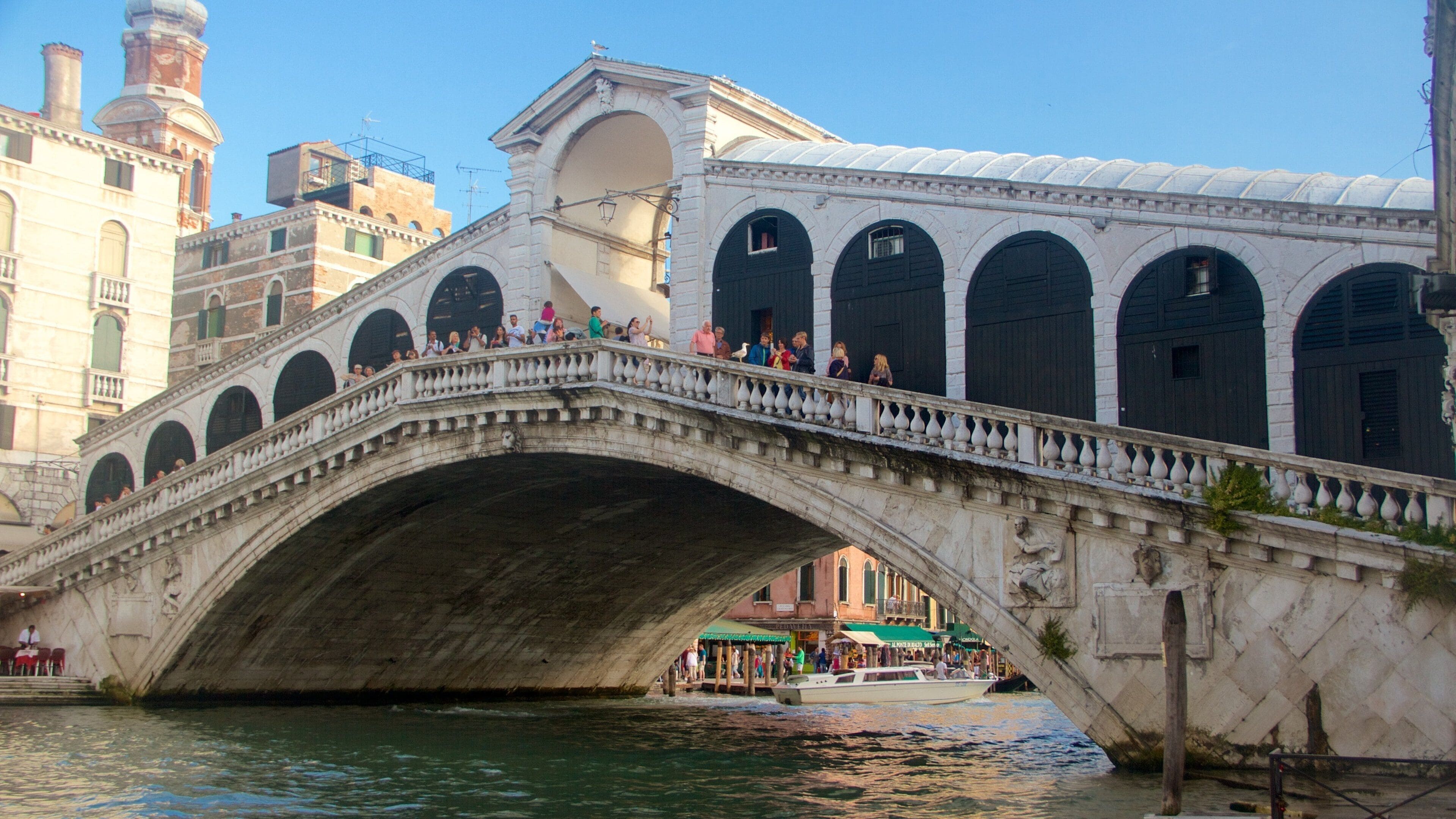 Rialto Bridge featuring heritage architecture, a lake or waterhole and a bridge