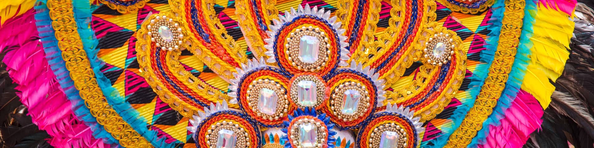 Colorful smiling mask of Masskara Festival, Bacolod City, Philippines