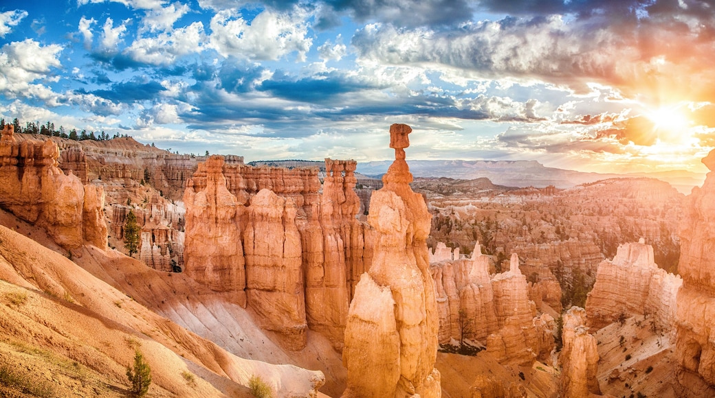 Bryce Canyon National Park at sunrise with dramatic sky, Utah, USA