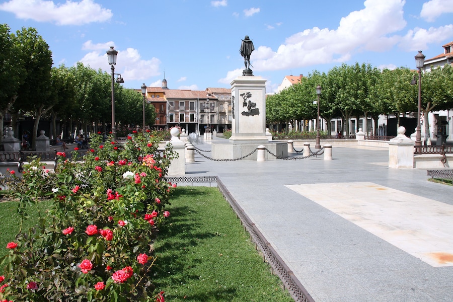 City square in Alcala de Henares, famous town in Spain