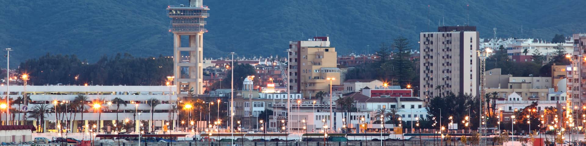 City of Algeciras at dusk. Province of Cadiz, Andalusia Spain