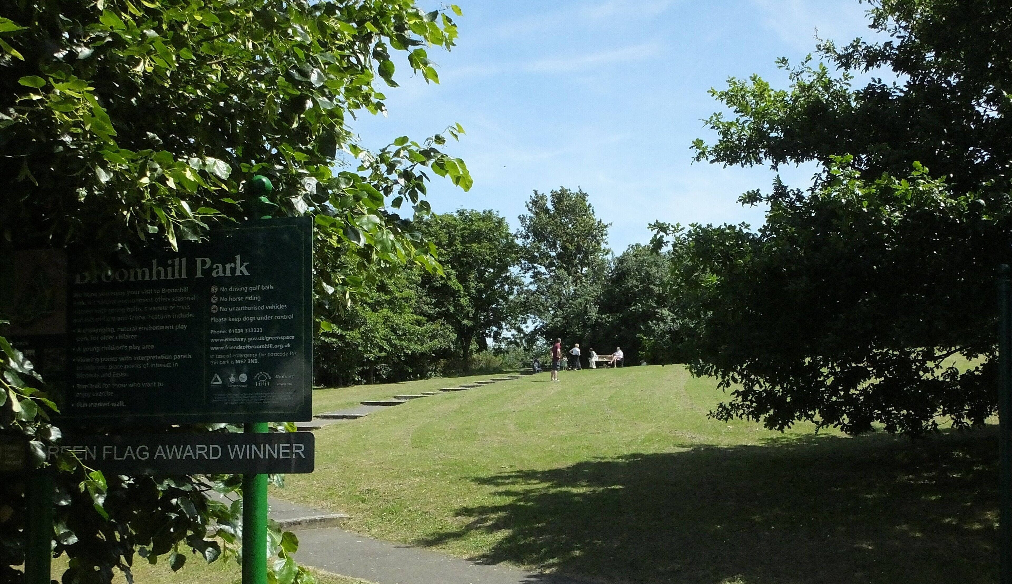 The Broomhill Park is a community supported park in Strood, Kent. It features a view over the River Thames estuary and over the River Medway. The Friends of Broom hill organise annual events around the soltice. The 2014 event celebrated the completion of landscaping work and the Broomhill human sundial.