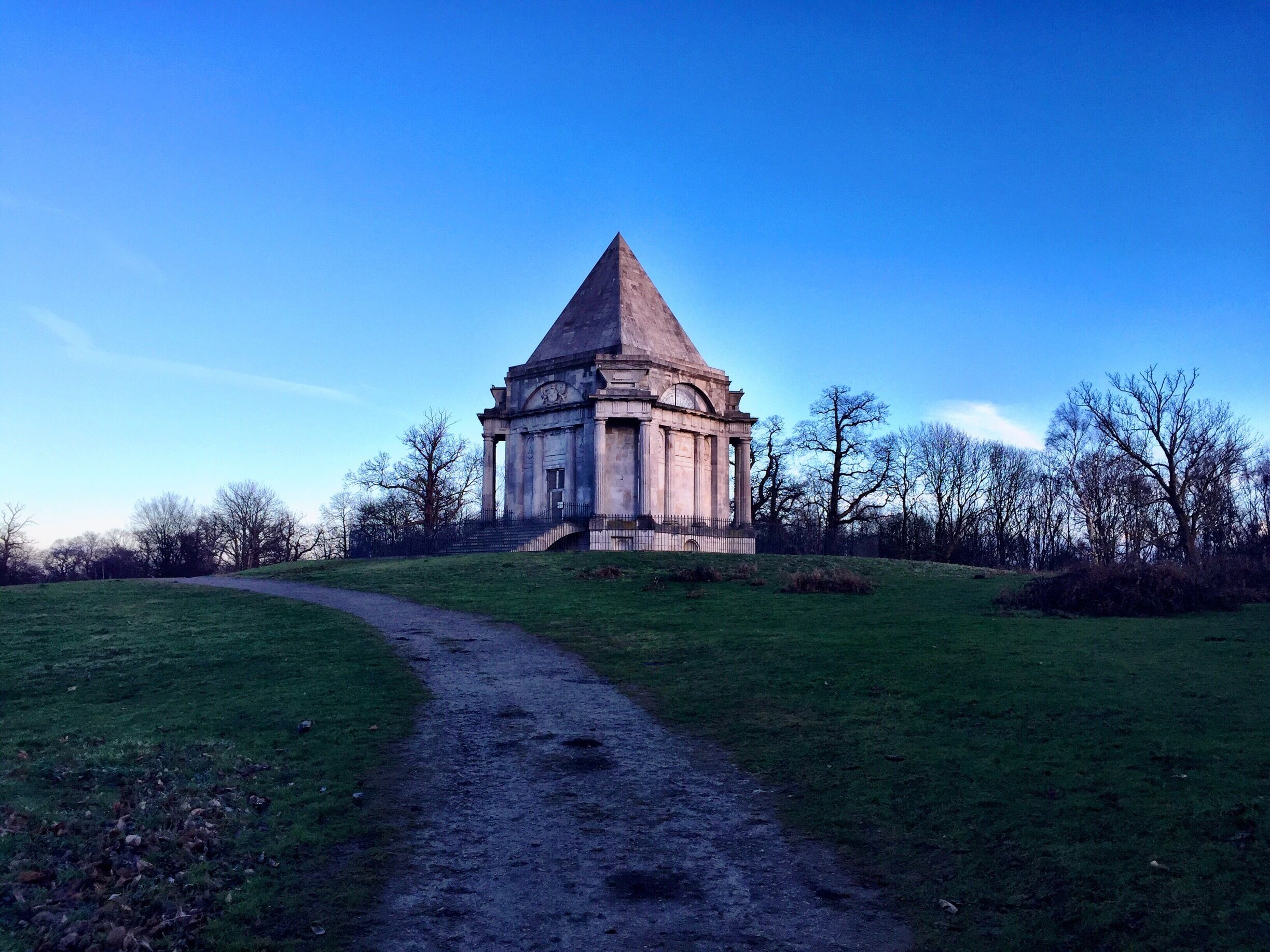 The Darnley Mausoleum (otherwise called Cobham Mausoleum). Part of lovely woods owned by the National Trust in Cobham Woods. Stop at Cobham itself; no less than three interesting pubs within 500 yards of each other along a quaint, narrow street.