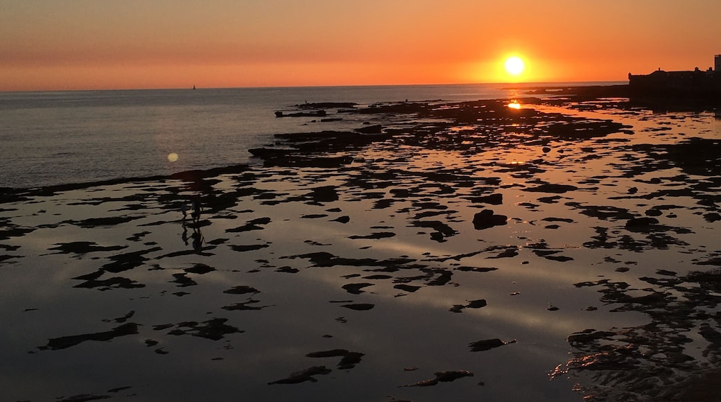 One of the best sunsets I have ever seen!
End of Europe.
In the picture you can see a father with his son coming back from finishing.
Travel tip: If you are in Spain, you should definitely come to Cadiz just to see the sunset! It's also an amazing small city with building from four different religions and underground buildings!
#LifeAtExpedia
