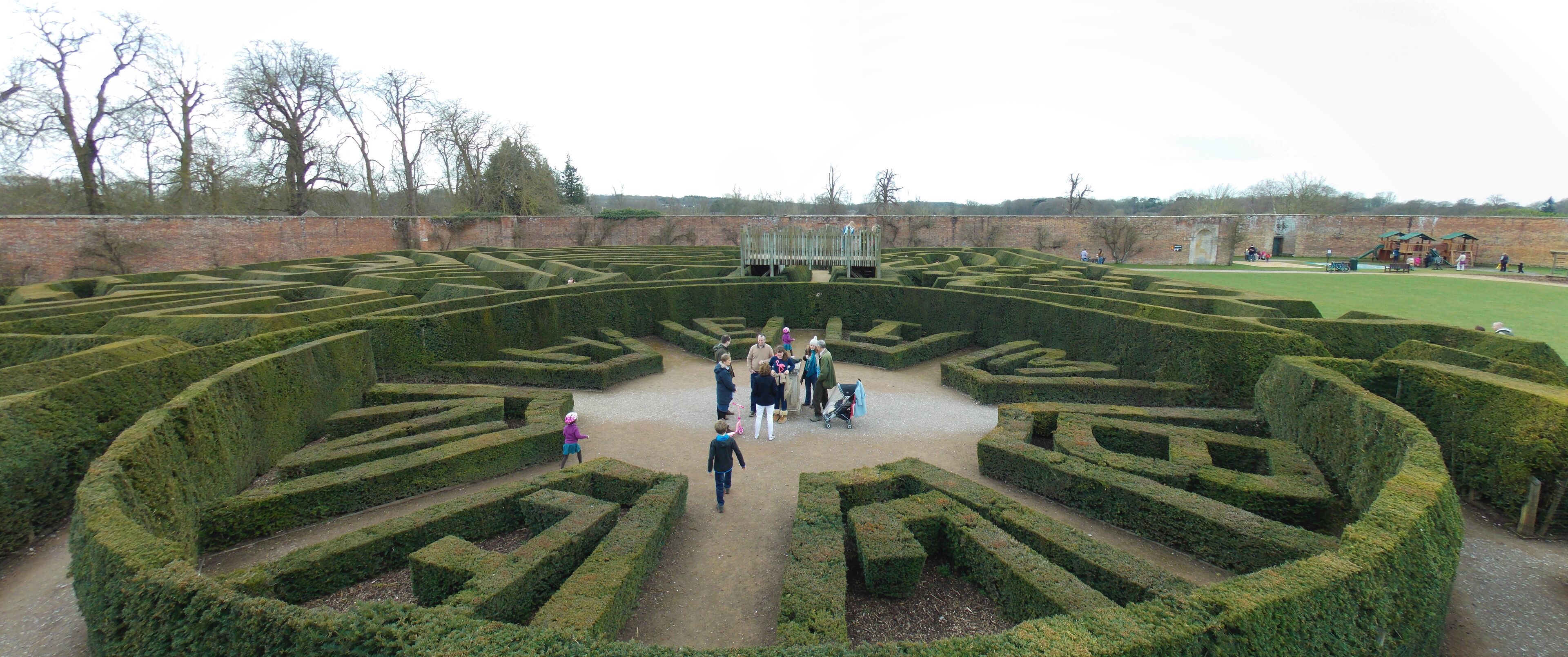 The maze at Blenheim Palace, Woodstock, Oxfordshire, with the word "BLENHEIM" made with the bushes in the centre of it