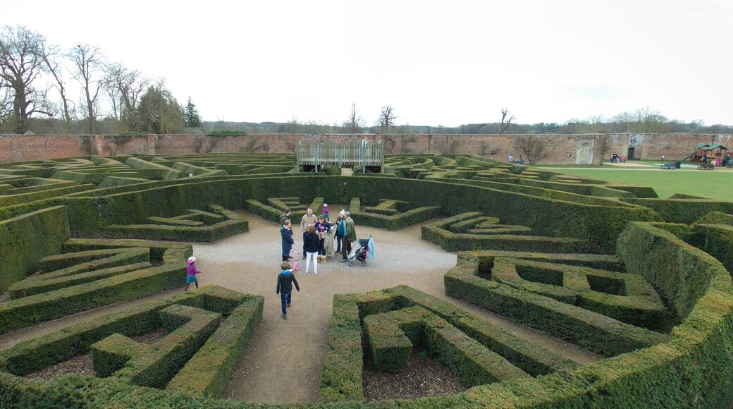 The maze at Blenheim Palace, Woodstock, Oxfordshire, with the word "BLENHEIM" made with the bushes in the centre of it