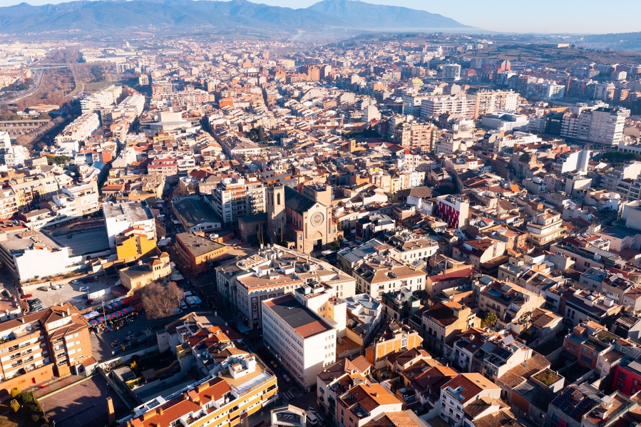 Top view of the city of Granollers. Catalonia. Spain