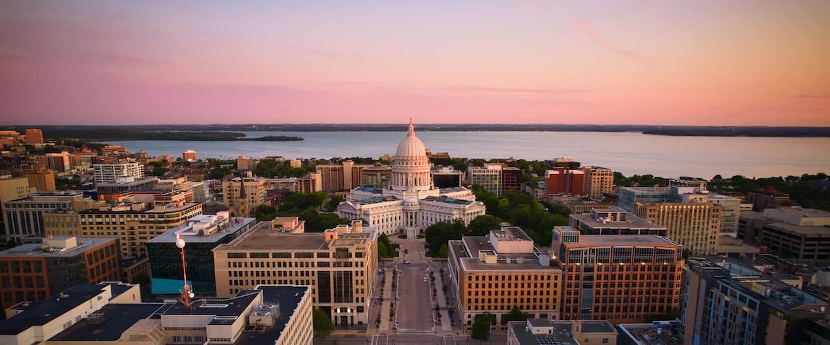 Aerial view of the Wisconsin State Capitol