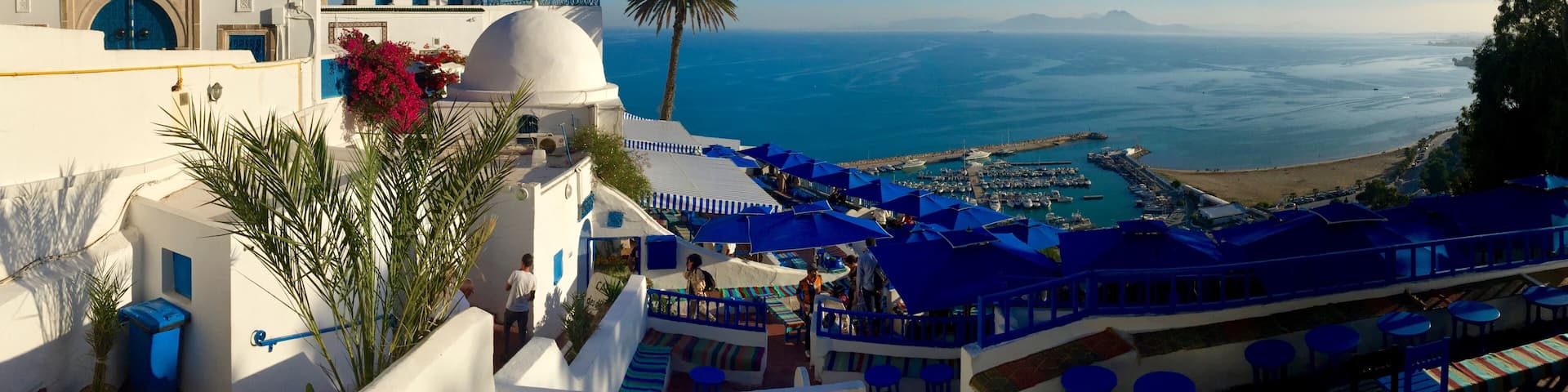 Sea view from the beautiful Sidi Bou Said village near Tunisi, Tunisia