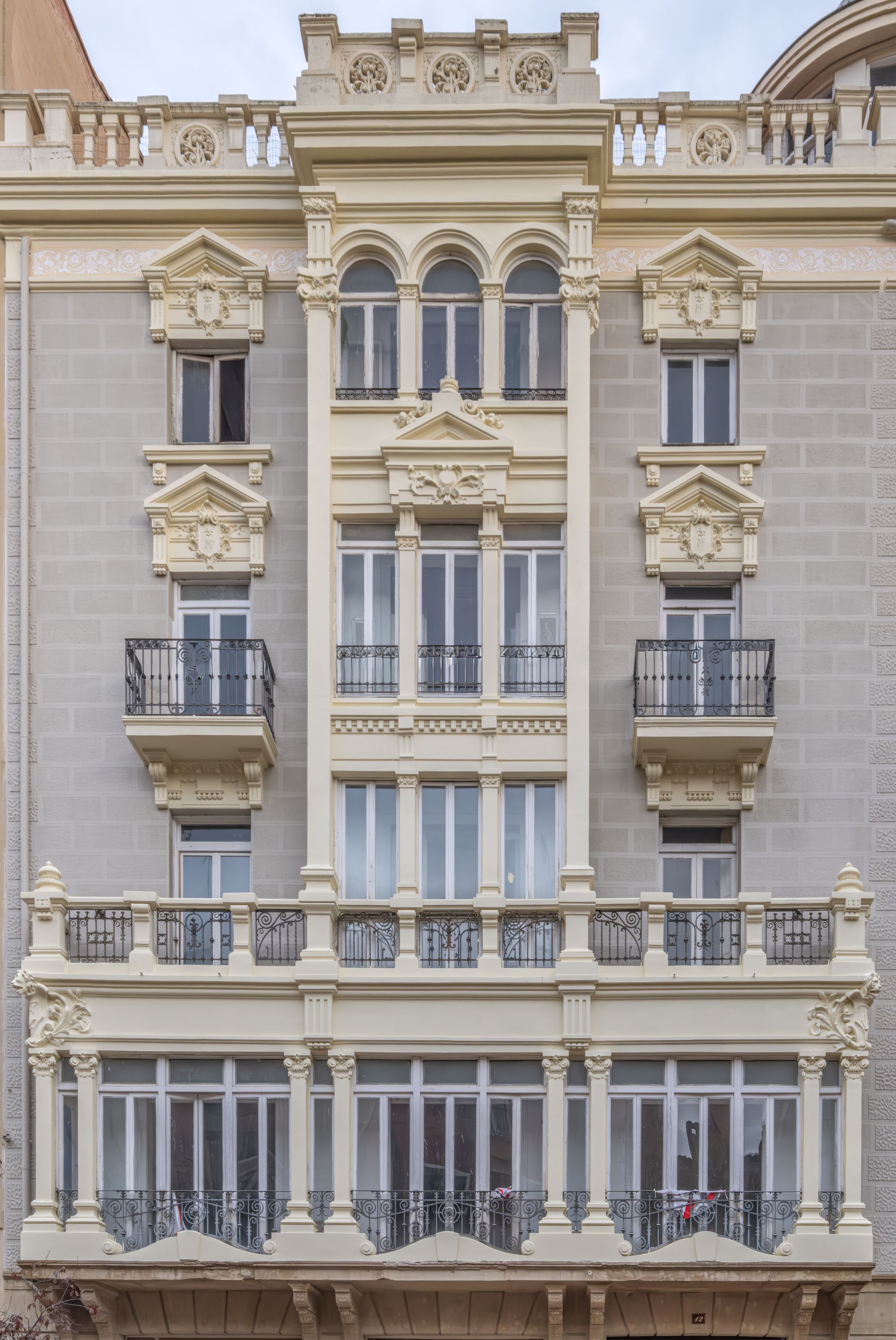 Elegant Historic Building Facade in Logrono, Spain