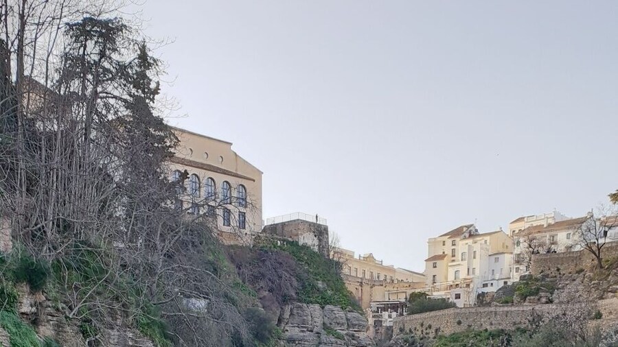 View of Ronda city from the old bridge.