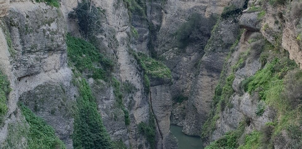View of Ronda city from the old bridge.