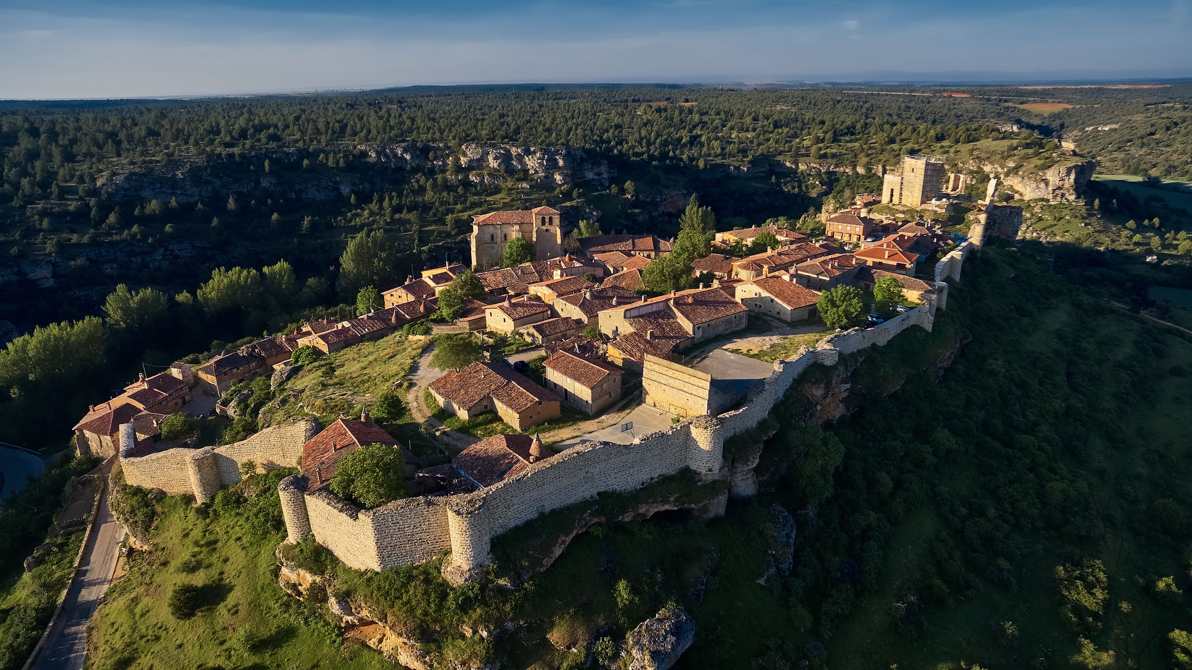 Sunset at Calatañazor medieval village in Soria province, Spain
