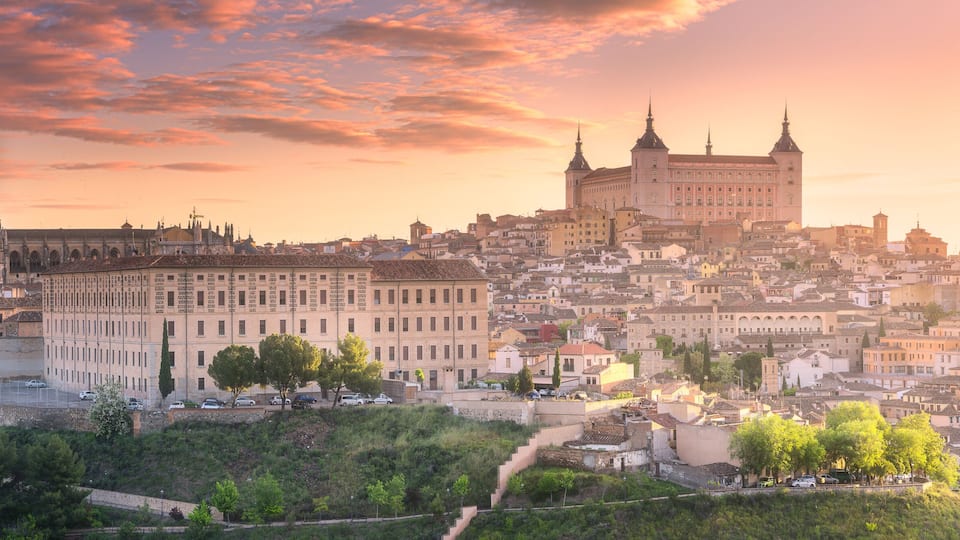 Panoramic aerial view of ancient city of Toledo