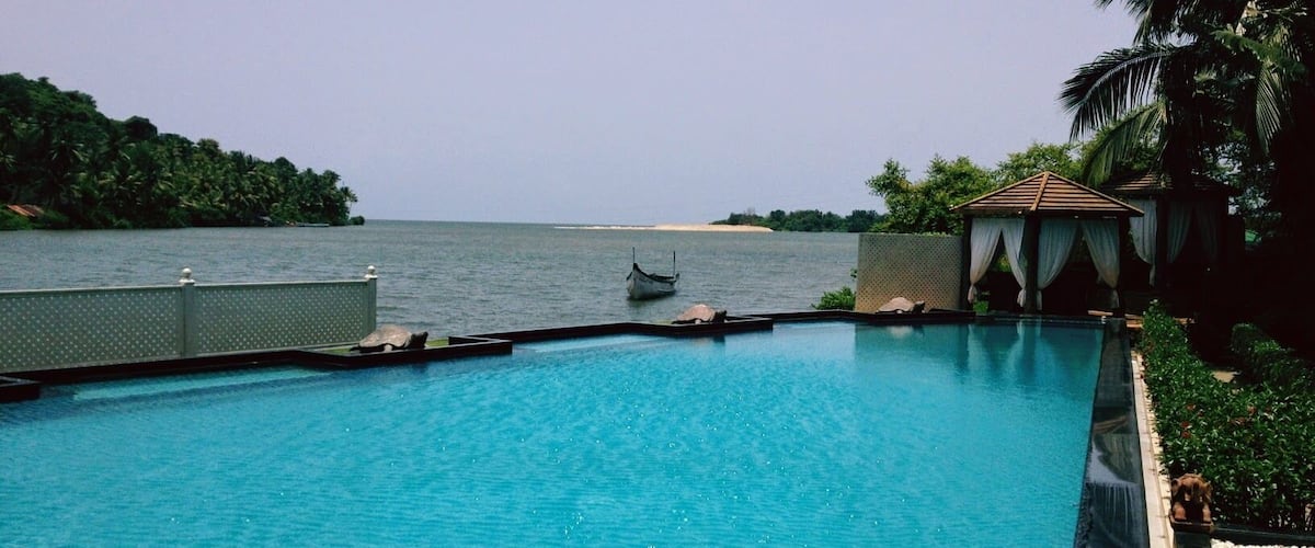 #mayfairhideawaysparesort - #Swimming pool at the resort, overlooking the conjunction of the #RiverSal and the Arabian Sea