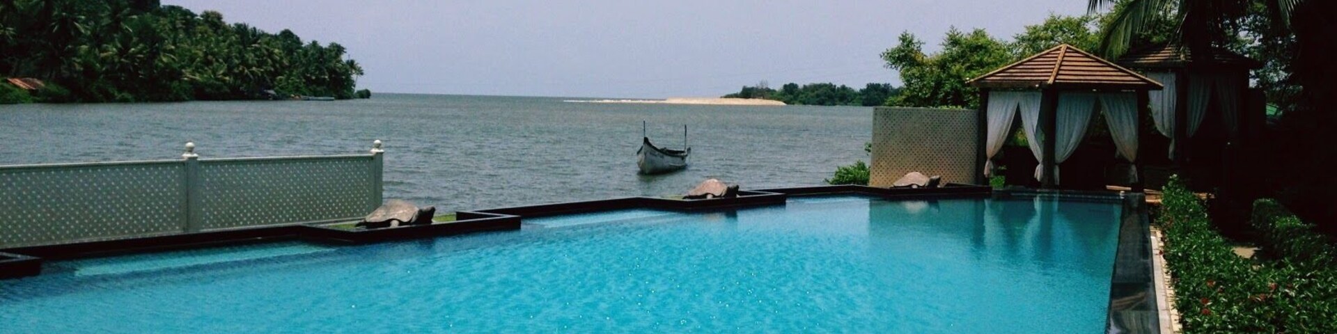 #mayfairhideawaysparesort - #Swimming pool at the resort, overlooking the conjunction of the #RiverSal and the Arabian Sea