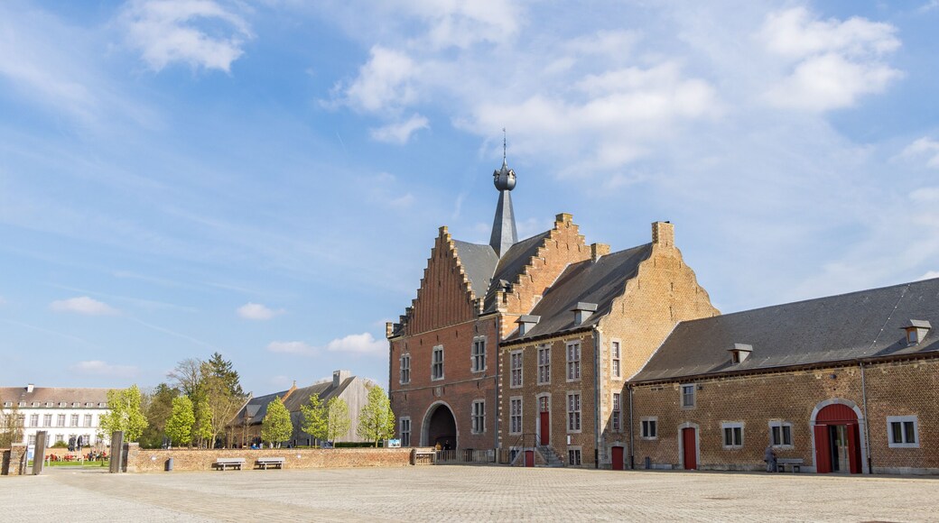 Hasselt, Belgium - April 15, 2022: Abbey of Herkenrode and grounds in Hasselt Limburg region in Belgium