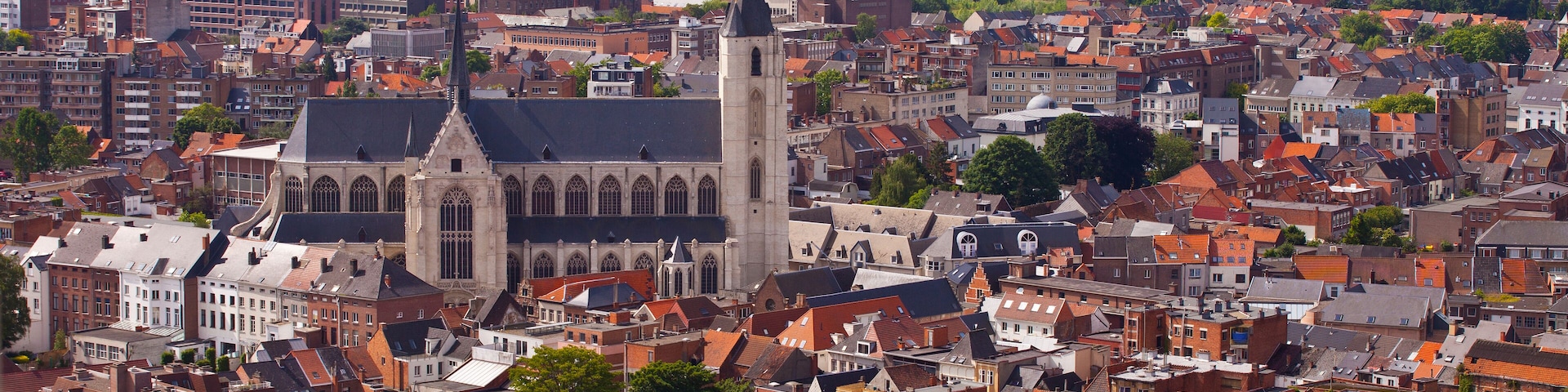 View of the city of Malines (Mechelen) from height of bird's flight, Belgium