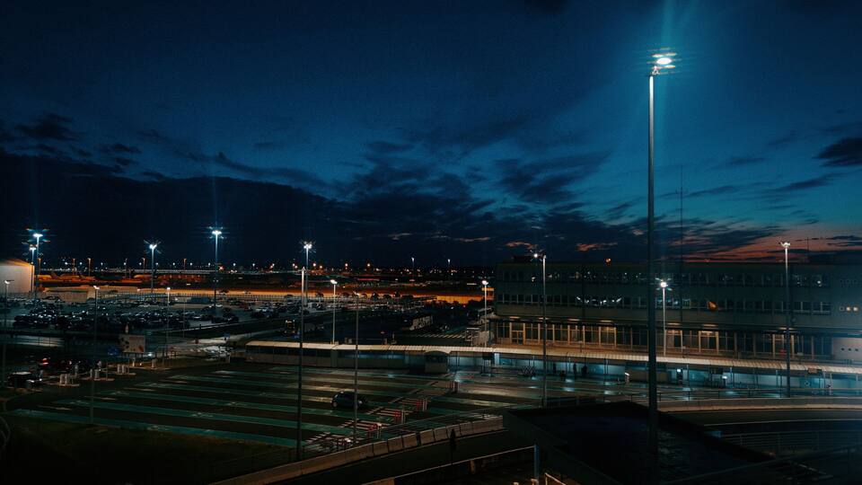 night view of zaventem airport