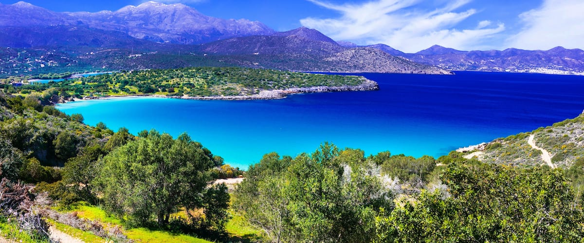 Most beautiful beaches of Crete island -Istron bay near Agios Nikolaos, Greece