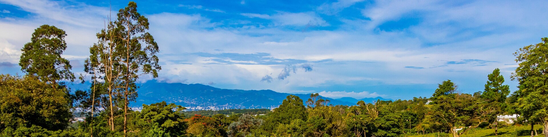 Beautiful mountain landscape city panorama forest trees nature Costa Rica.