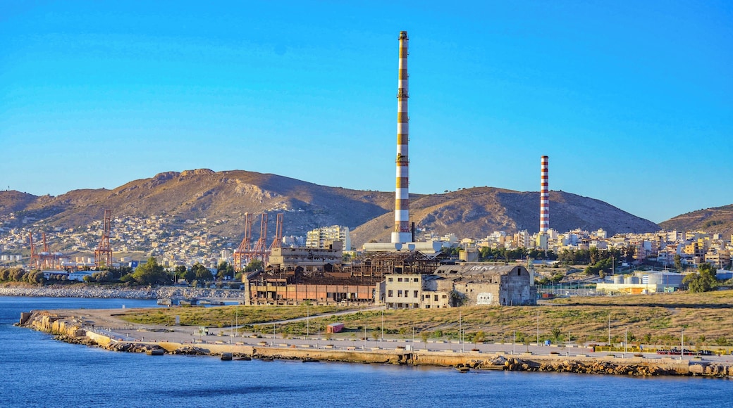 Abandoned industrial works viewed from cruise ship leaving Piraeus.