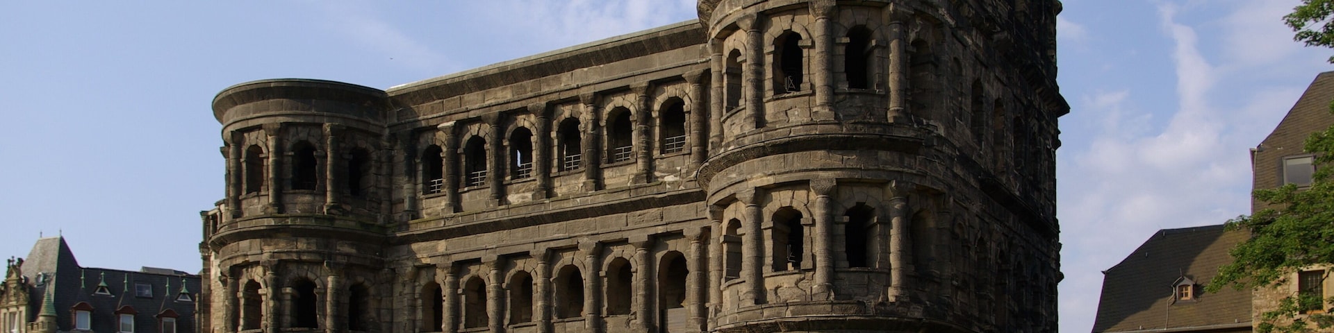 Porta Nigra (Black Gate) in Trier, Germany, best preserved Roman building north of the Alps, and World Heritage Site of UNESCO