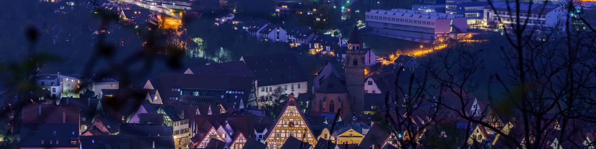 Leonberg, Germany - Picture of the historic market place in the old town of Leonberg and the half-timbered city hall.