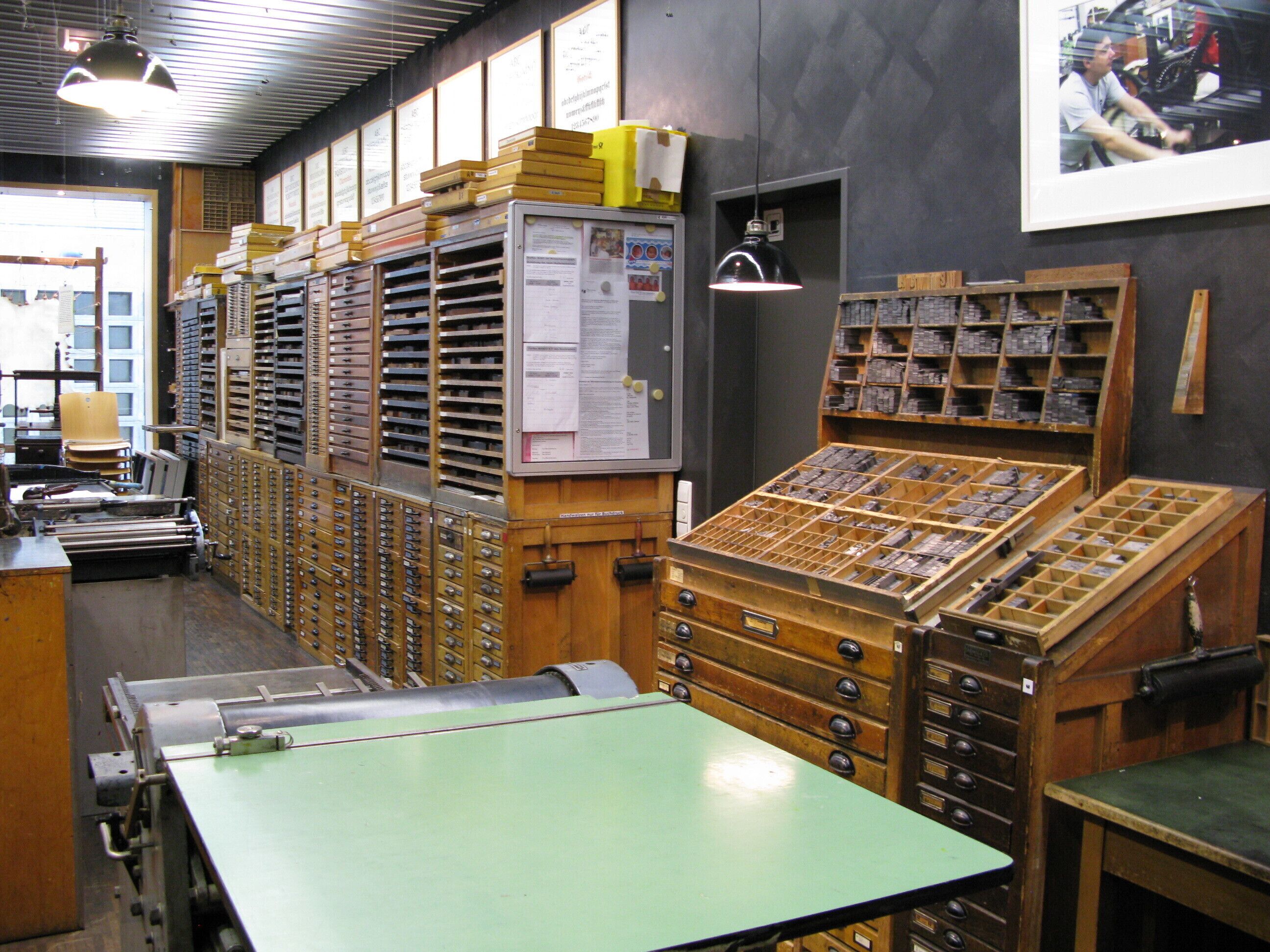 If you book ahead, you can make your own print in the Gutenburg Museum Print room.